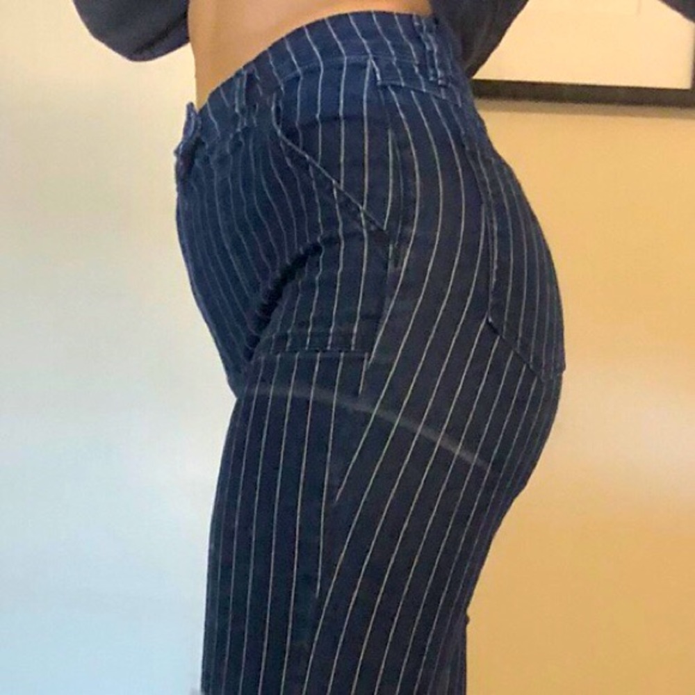 Retro pin-striped bootcut jeans